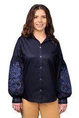 Жіноча котонова сорочка з вишивкою (темно-синій)