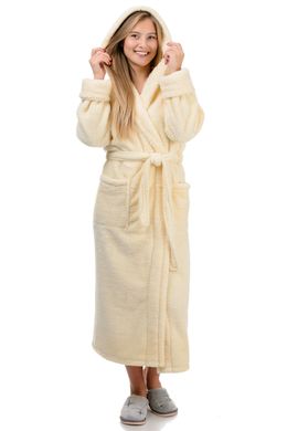 Жіночий теплий халат довгий (молочний)