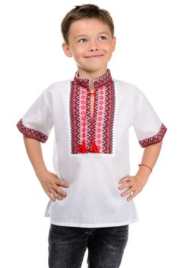 Рубашка летняя "Вышиванка" для мальчика (красный жаккард)