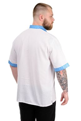 Рубашка мужская "Вышиванка" с коротким рукавом (голубой жаккард)
