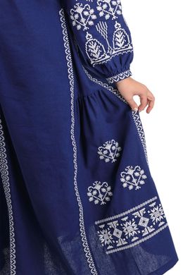 Изысканное платье-вышиванка Мрия (темно-синий)