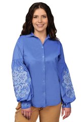 Женская коттоновая вышиванка с вышивкой (голубой)