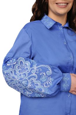 Женская коттоновая вышиванка с вышивкой (голубой)