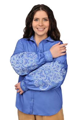 Жіноча котонова сорочка з вишивкою (блакитний)