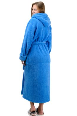 Женский теплый халат длинный (голубой)