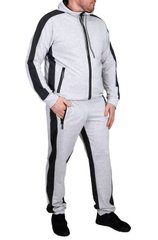 Трикотажный спортивный костюм с капюшоном (меланж+черный)