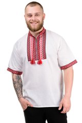 Мужская сорочка "Вышиванка" короткий рукав (красный жаккард)