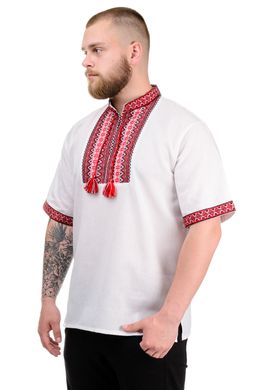 Мужская сорочка "Вышиванка" короткий рукав (красный жаккард)