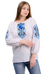 Блуза-вишиванка Україночка льон-габардин (блакитна вишивка)