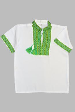 Летняя рубашка "Вышиванка" для мальчика (зеленый жаккард)