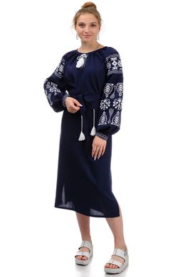Женское платье-вышиванка "Купава" (темно-синий)