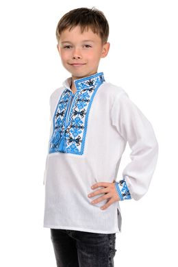 Детская вишиванка для мальчика Козачок (голубой орнамент)