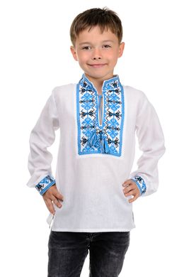 Детская вишиванка для мальчика Козачок (голубой орнамент)