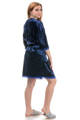 Комплект женской пижамы с пеньюаром (темно-синий)