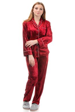 Пижама из велюра (бордовый)