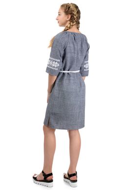 Платье женское с вышитым орнаментом (серый)