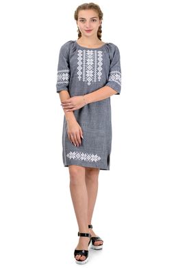 Сукня жіноча з вишитим орнаментом (сірий)