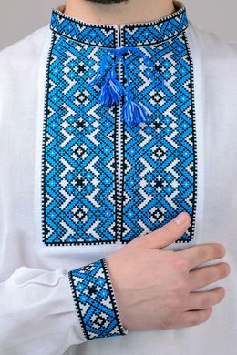 Сорочка-вышиванка мужская Тарас (синий орнамент)