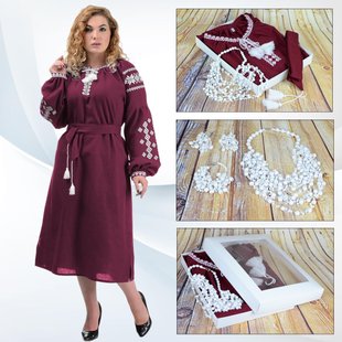 Подарочный набор платье вышиванка "Ивана Купала" (бордовый)