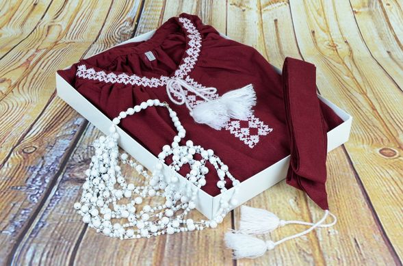 Подарунковий набір сукня вишиванка "Івана Купала" (бордовий)