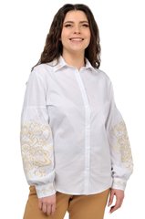 Жіноча котонова сорочка (біла з пісочною вишивкою)