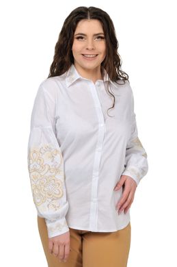 Жіноча котонова сорочка (біла з пісочною вишивкою)