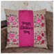 Подушка с вышивкой "Happy Valentines Day" (бежевый+розовый) фото 3