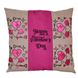 Подушка з вишивкою "Happy Valentines Day" (бежевий+рожевий) фото 1