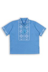 Детская вышиванка для мальчика с коротким рукавом Казачок (голубой)