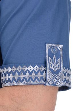Вышиванка с коротким рукавом мужская (голубая с белой вышивкой)