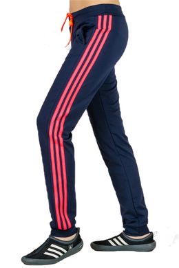 Жіночі спортивні штани Classic (темно-синій+рожевий лампас)