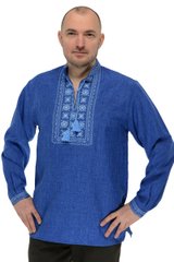Мужская вышитая сорочка Орнамент (голубой)