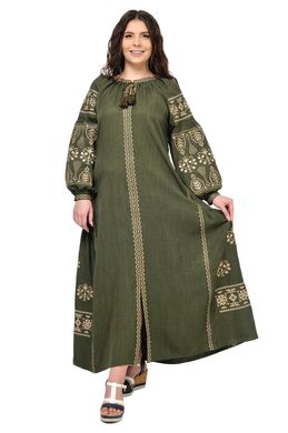 Изысканное платье-вышиванка Мрия (хаки)