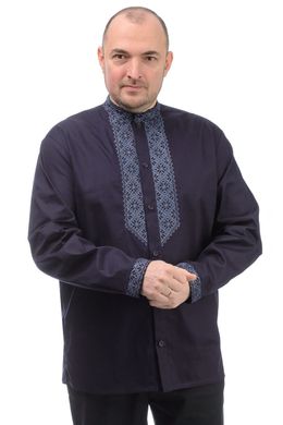 Котонова сорочка з вишивкою (темно-синій)