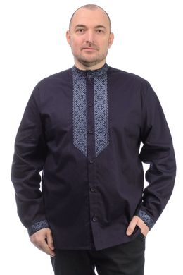 Коттоновая сорочка с вышивкой (темно-синий)