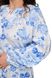Блузка льняная "Цветок" (голубой принт) фото 2