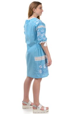 Современное платье-вышиванка Кружево (голубой)