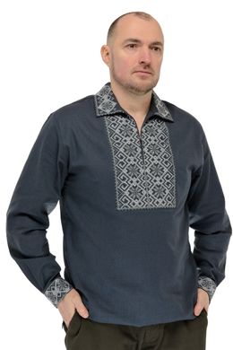 Мужская вышиванка из льна (серый)