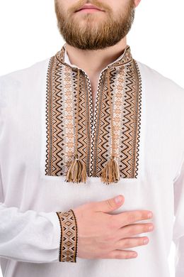 Сорочка чоловіча з довгим рукавом "Вишиванка" (бежевий жаккард)