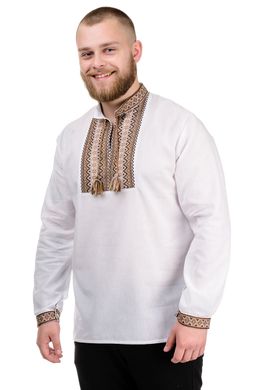 Рубашка мужская с длинным рукавом "Вышиванка" (бежевый жаккард)