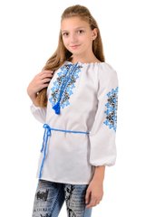 Вишиванка для дівчинки Україночка (блакитний орнамент)