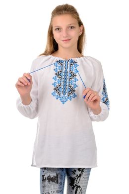 Вышиванка для девочки Украиночка (голубой орнамент)