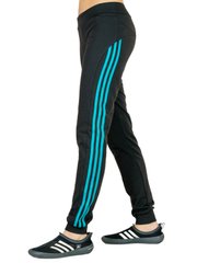 Жіночі трикотажні штани Fitness (чорний+м'ятний лампас)