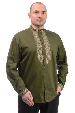 Котонова сорочка з вишивкою (хакі)