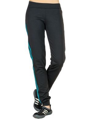 Женские трикотажные штаны Fitness (черный+мятный лампас)