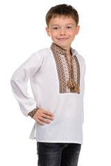 Современная рубашка "Вышиванка" для мальчика (бежевый жаккард)