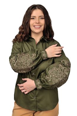 Жіноча котонова сорочка з вишивкою (хакі)