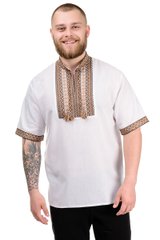 Рубашка мужская с коротким рукавом "Вышиванка" (бежевый жаккард)