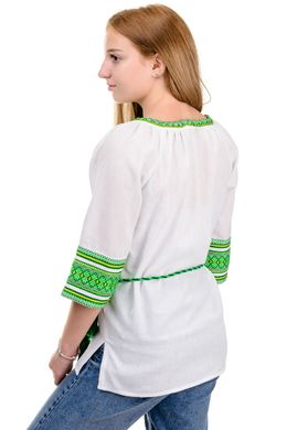 Блуза для девочки "Вышиванка" (зеленый жаккард)