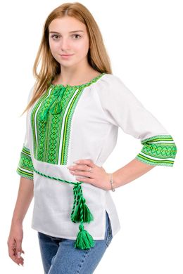 Блуза для девочки "Вышиванка" (зеленый жаккард)